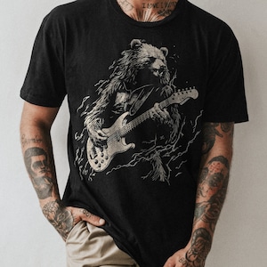 Bear T-Shirt | Bear Playing Bass Guitar Shirt | Guitarist Gift | Guitar Shirt |  Guitarist Gifts | Guitar Shirt | Guitar T-Shirt |Guitarist