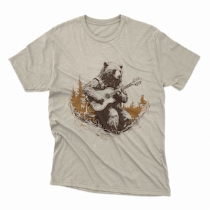 Niedlicher Bär, der Gitarre spielt – lustiges Tierliebhaber-T-Shirt – Rock’n’Roll-Bär-Gitarristen-Shirt – Geschenkidee für Musiker – Bär mit Gitarren-T-Shirt