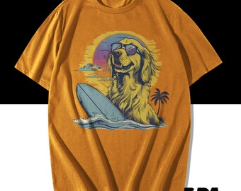 Cool Dog Surfer T-Shirt – Beach Lover Graphic Tee