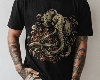 Camiseta con ilustración de elefante / Camiseta con estampado animal