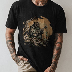 Bear T-Shirt | Bear Rocking the Bass Guitar | Men&#39;s Music Tee | Bear Guitar Tee | Guitarist Shirt  | Men&#39;s Graphic Tee