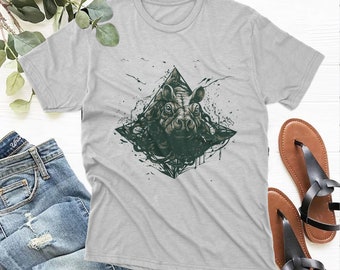 engraçado do triângulo do hipopótamo camiseta | T animal lunático | Camisa Hipopótamo