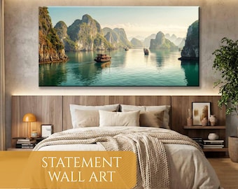 Ha Long Bay Panorama Leinwand Wandkunst, Vietnam Landschaft Druck