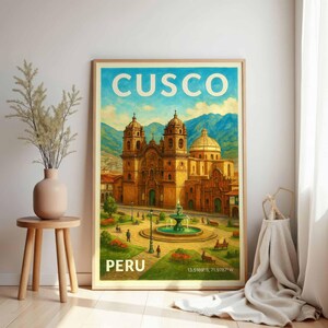 Cusco Poster: Vintage Peru Wall Art, Inca City Travel Print, Gift