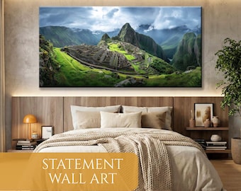 Machu Picchu Panorama Leinwand Kunstdruck, Peru Home Decor