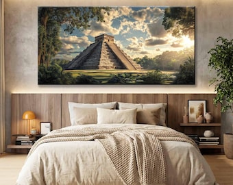 Chichen Itza Panorama Leinwand Kunstdruck, Mexiko Home Decor
