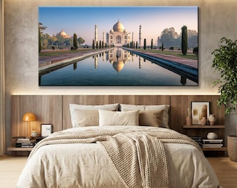 Taj Mahal Panorama Leinwand Kunstdruck, Indien Home Decor