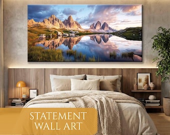 Tre Cime di Lavaredo Panorama Leinwand Kunst, weite Dolomiten Berglandschaft Druck