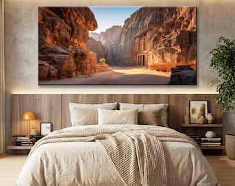 Petra Panorama Leinwand Kunstdruck, Jordanien Wohnkultur