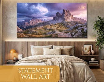 Tre Cime di Lavaredo Panorama Leinwand Kunst, weite Dolomiten Berglandschaft Druck