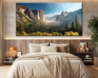 Yosemite Valley Panorama Leinwand Kunstdruck, El Capitan Wohnkultur