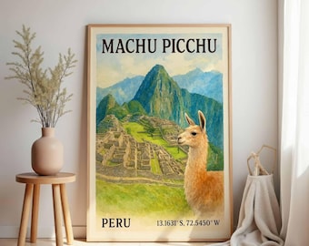 Machu Picchu Poster: Vintage Peru Wand Kunst, Inka Ruinen Reise Print, Geschenk