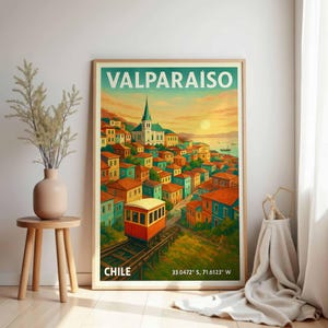 Valparaíso Poster: Vintage Chile Wall Art, Coastal City Travel Print, Gift