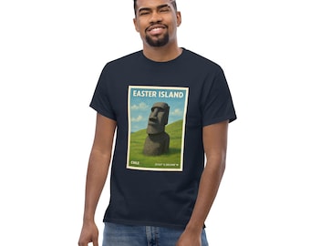 Moai T-Shirt – Vintage Osterinsel T-Shirt, Chile Reisekunst, Retro Rapa Nui Design, Geschenk