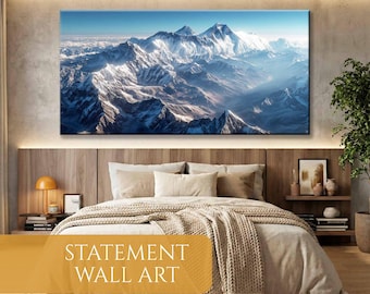 Mount Everest, Himalaya Panorama Leinwand, Weite Landschaft Bergsteigen Wandkunst