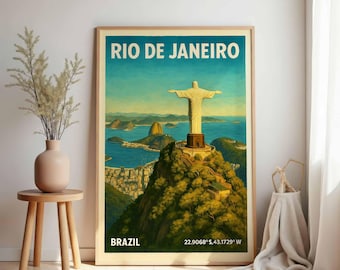 Rio de janeien Poster: Vintage Brasilien Wand Kunst, Stadtbild Reise Print, Geschenk