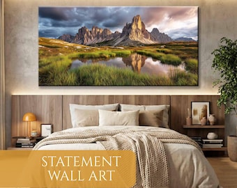 Tre Cime di Lavaredo Panorama Leinwand Kunst, weite Dolomiten Berglandschaft Druck