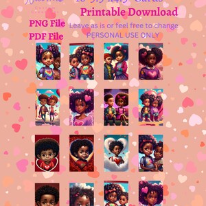 African American Kids Printable Valentine&#39;s Day Card - Great for Classroom Valentine Parties