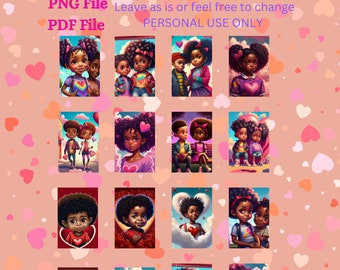 African American Kids Valentine's Day Cards – Printable Classroom Cards (PDF File)