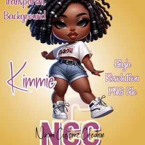 Chibi Doll Clipart, Chibi Doll PNG, Chibi Doll Art, African American Chibi Doll, AI Art, Kimmie-Sassie and Sweet