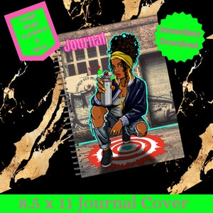 Afdrukbare planner cover, jeugdtijdschrift cover, notebook cover, digitale download, Afro-Amerikaanse jeugd