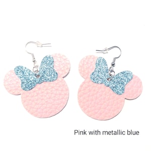 Customizable Disney's inspired Minnie Mouse Earrings, Faux Leather Earrings,  Minnie Mouse, Disney Jewelry, Minnie's Bow