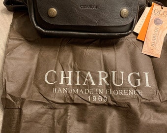 100% Italian leather Black Waist Bag/Belt Bag/Fanny Pack/Cross Body Bag