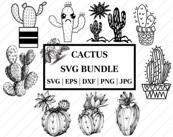 Cactus Silhouette Collection,, SVG and PNG Bundle, Cactus Cut Files ...