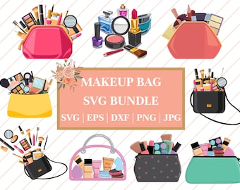 Makeup Bag SVG, Makeup Bag SVG Bundle, Makeup SVG, Makeup Bag Design , Bag Svg, Fashion Svg, Mascara Svg, Beauty Quotes, Cosmetic Bag Svg.