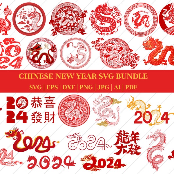 CHINESE DRAGON 2024 | Year of the Dragon | Chinese Dragon Horoscope Svg| Chinese New Year SvG| Magestic Dragon Bundle |Chinese Dragon Vector