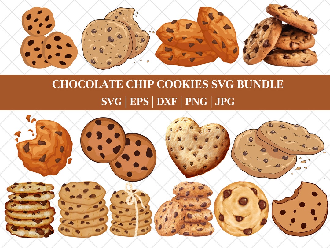 Chocolate Chip Cookie SVG Files Choc Chip Cookies SVG Cut Files Cookie