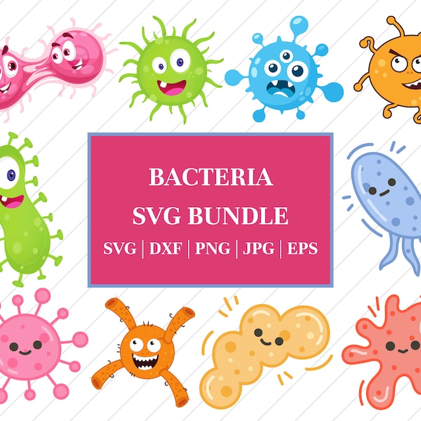 Bacteria SVG, Bacteria Clipart, Microorganism Svg, Print File, Bacteria Vectors, Bacteria Images, Bacteria Bundle, Medical Svg,Covid_19, SVG