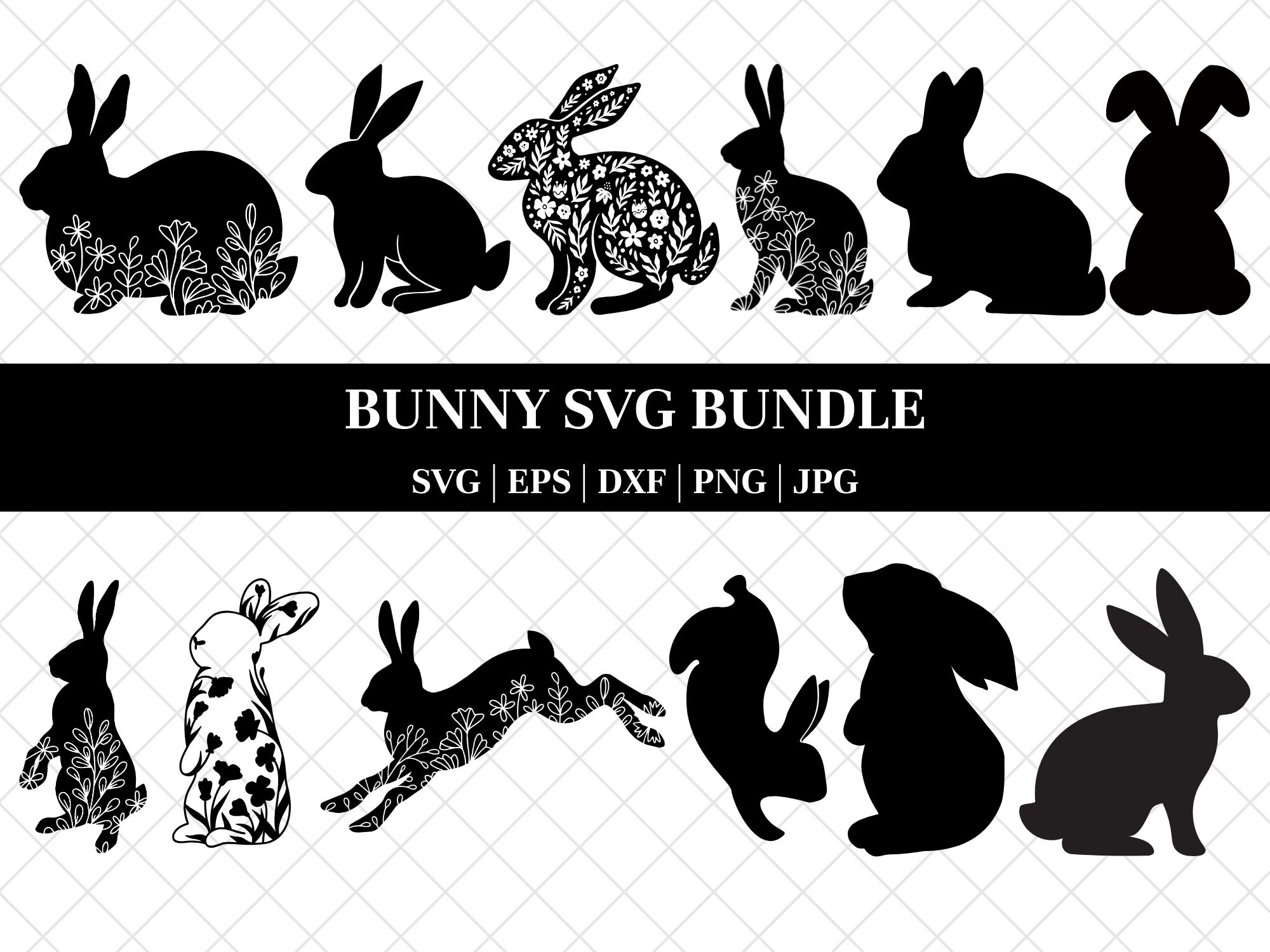 Rabbit SVG Bundle Rabbit PNG Bundle Rabbit Clipart Rabbit SVG Cut Files ...