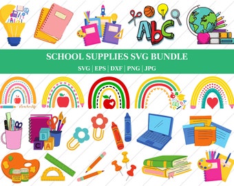 School Clipart Colors Set, School Supplies SVG, Clipart Pencils ...