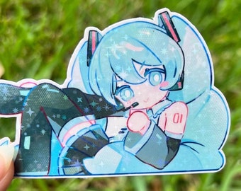 Hatsune Miku Chibi Sticker: Holographic Star, Water Resistant