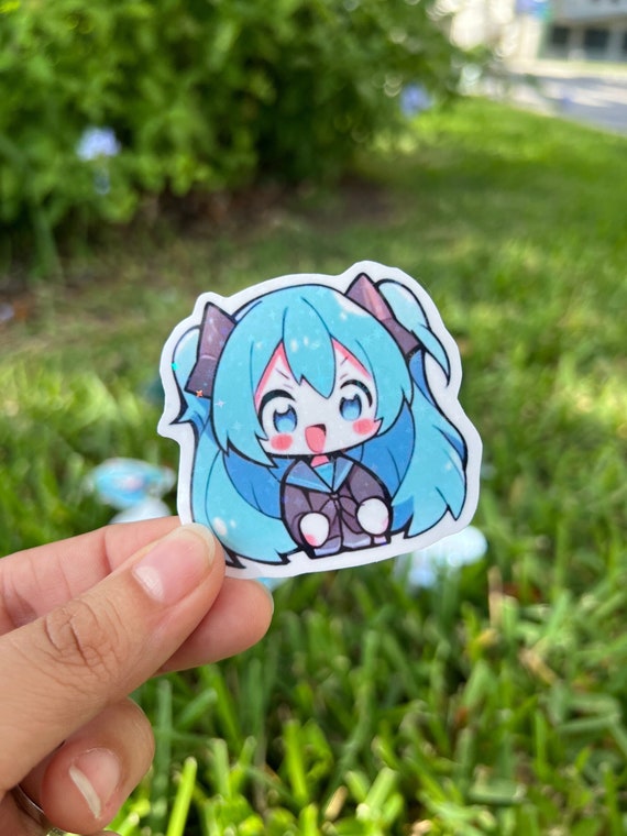 Hatsune Miku Cinnamon Roll Chibi Sticker: Holographic Star, Water