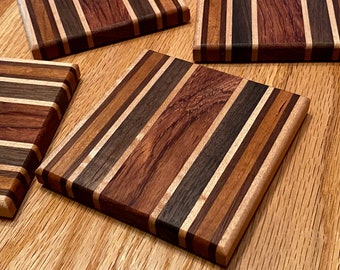 Exotic and Native Hardwood Coasters | Redheart, Black Walnut, Maple & Cherry