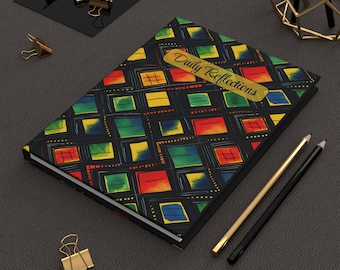 Afrocentric Geometric Pattern Hardcover Journal | Daily Reflections, Red Yellow Green