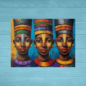 Satin Poster Print, African Tribal Wall Art, Ndebele Women Home Decor, Cultural Acrylic Style, Afrocentric Gift, South African Heritage,5 Sz