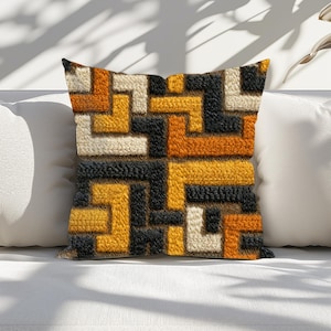 Tissu kuba, housse de coussin, design textile africain, impression à plat sans sieste, motif tribal géométrique, 7 tailles