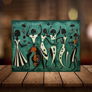 Dancing Spirits, Abstract African Dance Canvas Gallery Wrap, Digital Modern Art Home Decor, Elegant Ladies Night Out, Available in 5 Sizes