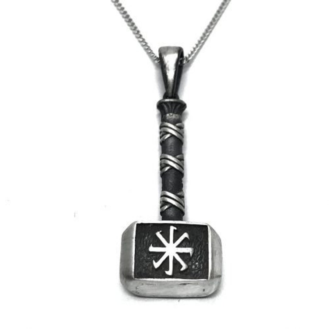 925 Sterling Silver Handmade Thor Hammer Necklace Pendant Etsy