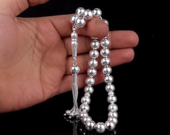 Sterlingzilveren islamitische gebedskralen, handgemaakt Tasbih Misbaha