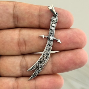 Zulfiqar Sword Necklace, 925 Sterling Silver, Handmade Islamic Jewelry, Silver Sword Necklace, Gift for Him