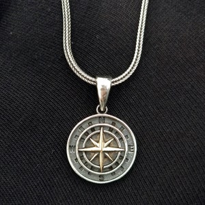 925 Sterling Silber handgemachte Kompass Halskette Anhänger Geschenk für ihn