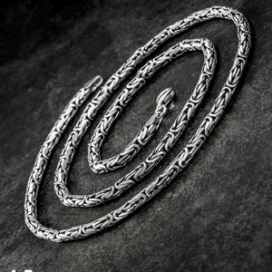 925 Sterling Silver 4.5mm Byzantine Silver Chain Necklace, Silver Thick Chain, Silver Chain, Oxidized Byzantine Necklace, Handmade Chain