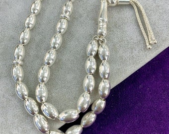 925 Sterling Silver Barley Cut Islamic Prayer Beads Rosary Tasbeeh Tesbih Misbaha Gift For Him
