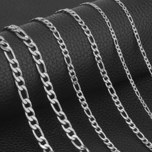 Handgefertigte 925 Sterling Silber Figaro Kette - Herren Halskette