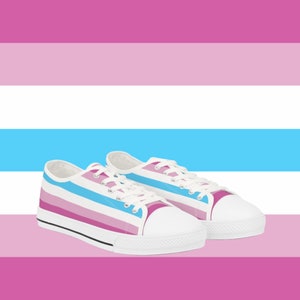 Femboy Pride Flag Low Top Sneakers - White or Black - Femboy Clothes - Unique Sneakers - Unusual Gift Ideas - Summer Shoes