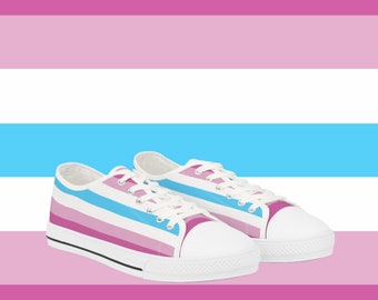 Femboy Pride Flag Low Top Sneakers - White or Black - Femboy Clothes - Unique Sneakers - Unusual Gift Ideas - Summer Shoes